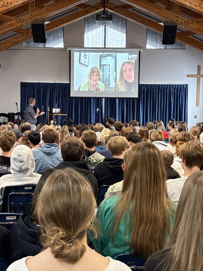 Grades 7-12 had a chance to listen to Amalia a Dutch Jewish survivor of the Holocaust, during our Remembrance Day chapel